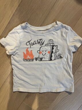 Old Navy Cream Kids 'Toasty' Graphic Tee with Orange Accent